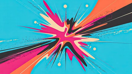 Vibrant abstract paint splash explosion on blue background