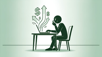 Fototapeta premium Online Income Generation | Digital Money Flow Vector Art