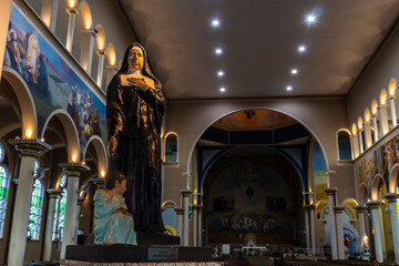 Assis, Sao Paulo, Brazil, November 11, 2024. Image of Saint Mother Paulina inside Assis Cathedral...