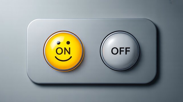 Happy face on off switch for mood and positivity concept