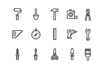 Hand Tools Outline Silhouette Artwork