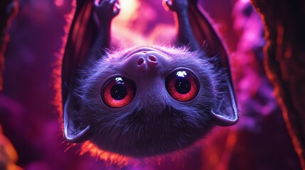 Cute Bat, Glowing Eyes, Fantasy Art