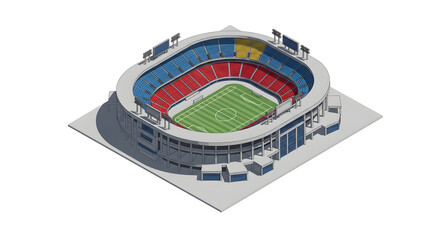 Miniature 3D Salt Lake stadium presented in an isometric vector style, showcasing a detailed arena for sports competitions.