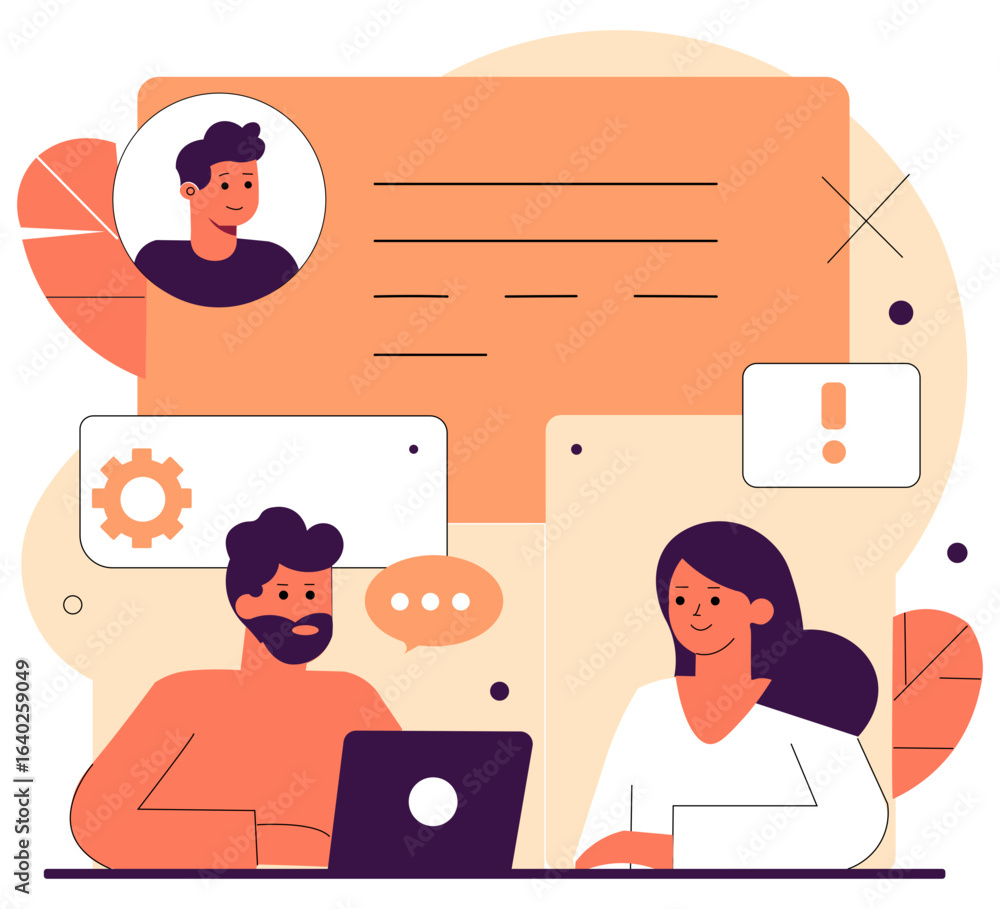 Poster Flat Design Of Team Members Shaking Hands After Resolving Disagreement With Joyful Expressions And Resolution Chart In Background In Fresh Workplace Mood