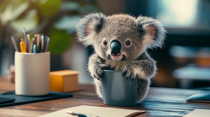 Koala in a Mug: Cute Desk Critter