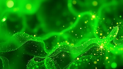 Abstract representation of magnesium-rich food with vibrant green hues and sparkling particles, symbolizing hidden nutritional power.