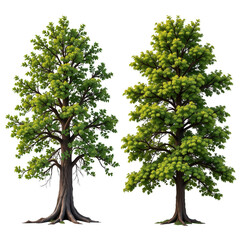 Obraz premium Lush Green Trees on Transparent background with Detailed Textures