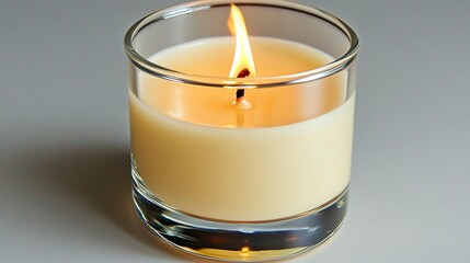 Burning Candle in Glass Jar