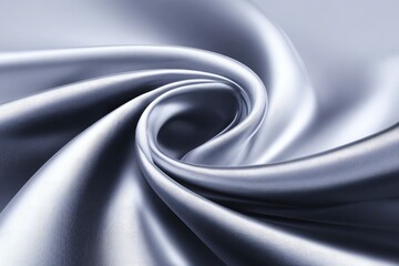 Close-up of flowing, swirled silver-grey satin fabric