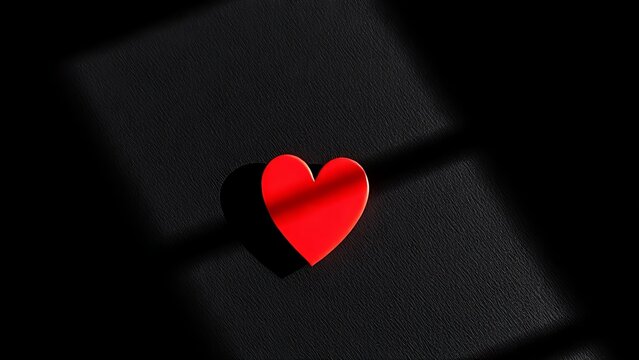 Red heart-shaped object on a dark textured surface, conveying emotion through minimalist design.