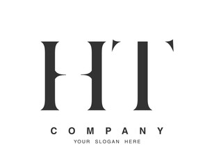 HT logo design. Initial letter h and t serif font style. Creative classic company name typography. Trendy logotype or identity.
