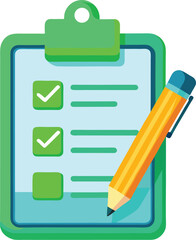 Fototapeta premium Checklist clipboard with pencil task management vector