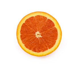 Sliced orange fruit on white background, fresh and juicy