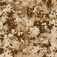 Abstract desert digital camouflage pattern.  Versatile seamless texture ideal for military, fashion, or gaming design.  Earthy tones blend for a subtle yet striking effect.