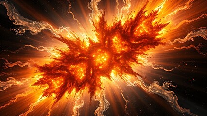 Cosmic explosion forms fractal patterns rewriting into new equations, embodying theoretical physics.