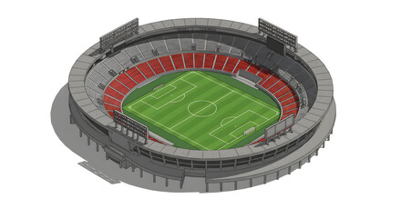 Miniature Sapporo Dome stadium model designed in an isometric 3D vector style, depicting a sports arena.