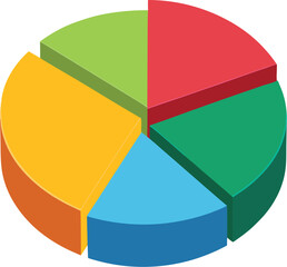 Colorful isometric pie chart for data analysis