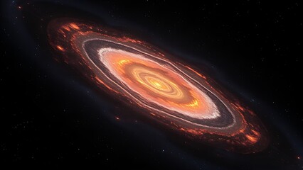 Protoplanetary disk with glowing organic molecules resembling cosmic constellations.