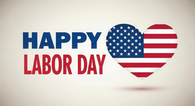 Happy labor day with american flag heart