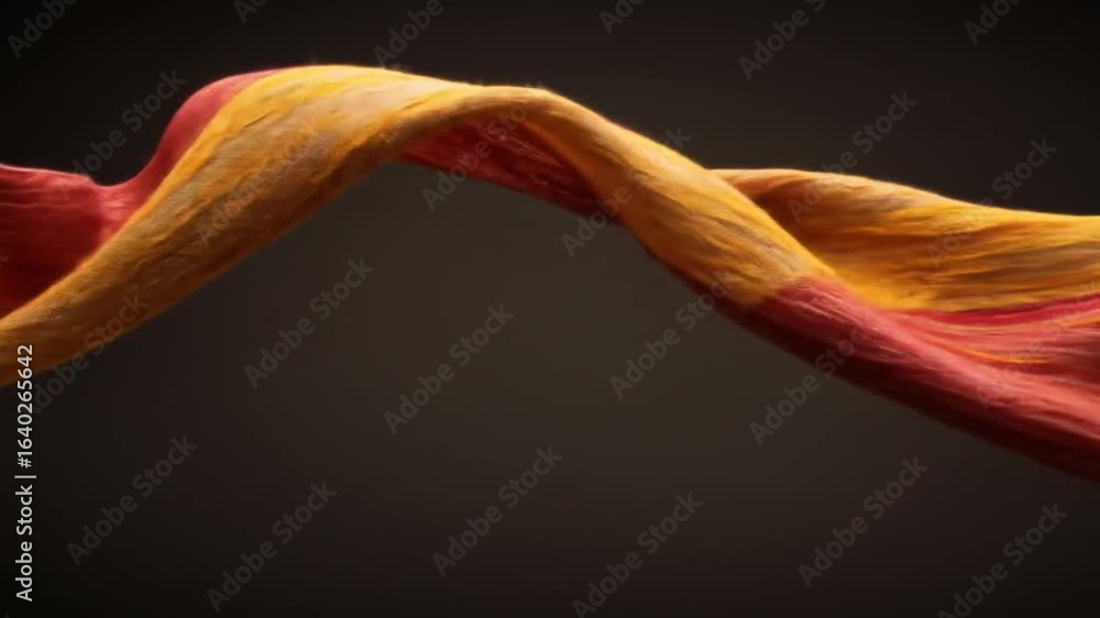 Poster dynamic fabric wave animation in red and gold hues for abstract backgrounds and visual effects