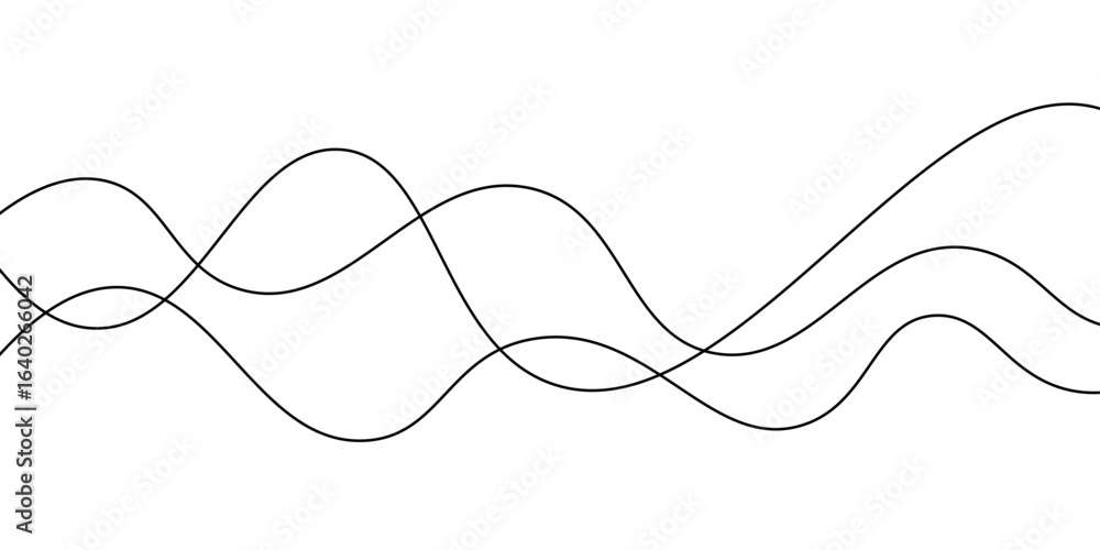 Poster abstract black lines wave curve motion on white background. thin wavy line abstract background wave 
