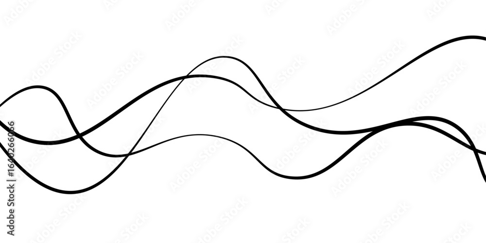 Fototapete abstract black lines wave curve motion on white background. thin wavy line abstract background wave 