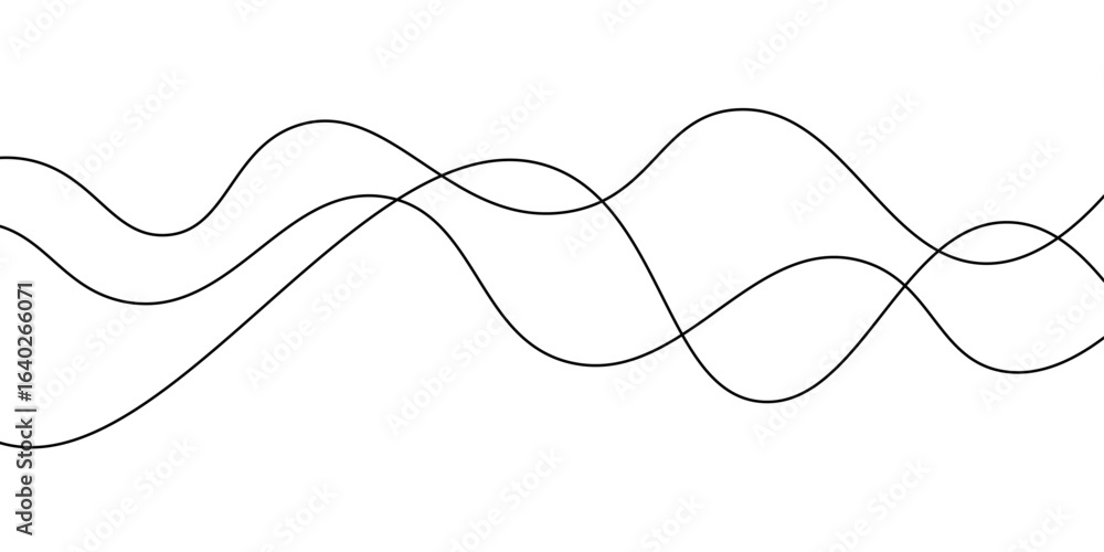 Poster abstract black lines wave curve motion on white background. thin wavy line abstract background wave 