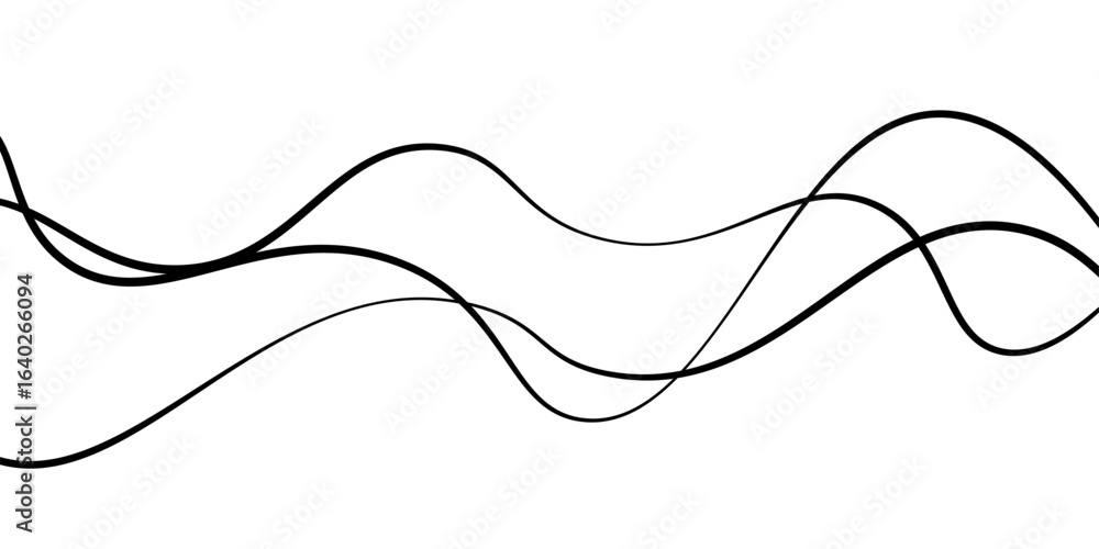 Aufkleber abstract black lines wave curve motion on white background. thin wavy line abstract background wave 