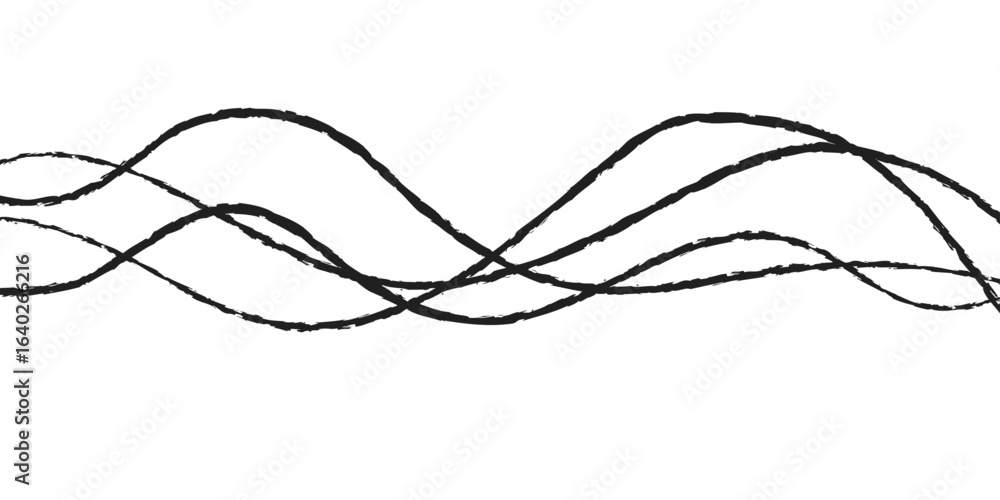 Poster abstract black lines wave curve motion on white background. thin wavy line abstract background wave 