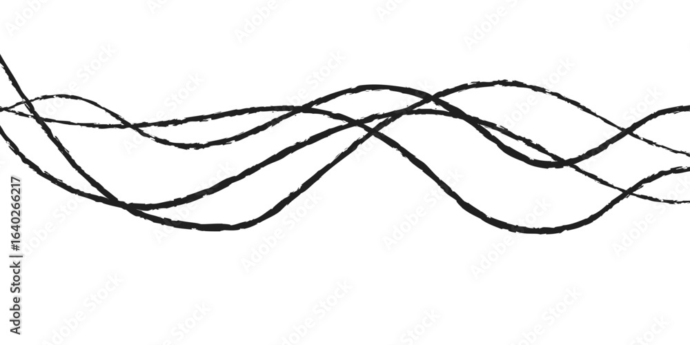 Poster abstract black lines wave curve motion on white background. thin wavy line abstract background wave 