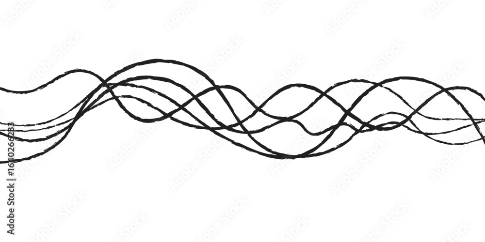 Poster abstract black lines wave curve motion on white background. thin wavy line abstract background wave 