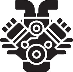 car engine vector icon design for transportation maintenance, auto service branding, engineering parts illustration
