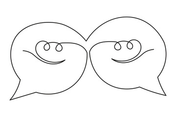 Continuous one line art of speech bubble icon with unique modern smooth outline for conversation and elegant communication themed artwork illustration