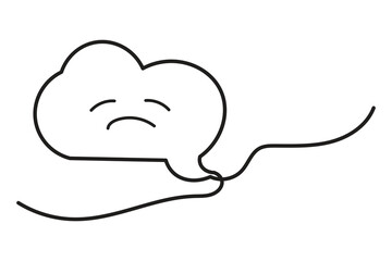 Minimal continuous line art illustration of speech bubble with unique modern shape for conversation, chat, and elegant communication graphic design