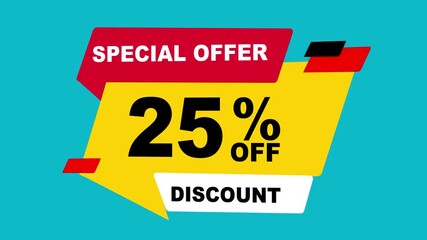 25% Off Discount 3D Tag Animation video, Special Offer 25% off Discount Animation. 25% off promotion for seasonal discount offer sale, 4k on transparent background with alpha channel. - Powered by Adobe