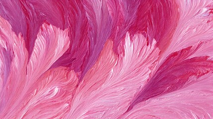 Obraz premium Abstract pink feather-like brushstroke textures with flowing patterns and layered hues for elegant artistic backgrounds and modern design concepts.