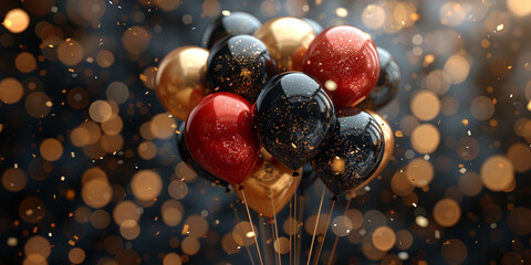 Red black and gold balloons