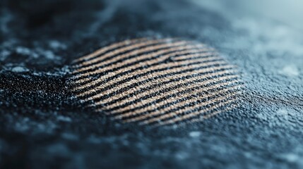 Close-up View of Intricate Fingerprint Pattern on a Dark Background, Highlighting Unique Lines and Texture