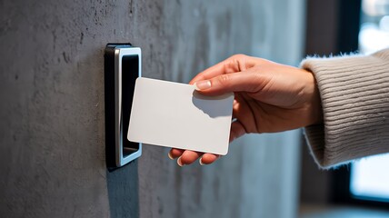 Hand using contactless access card for security and identification