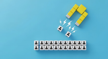 Choosing the best candidate for hiring. Recruitment, staffing and human resources management. Employee selection. Attracting new customers or followers.