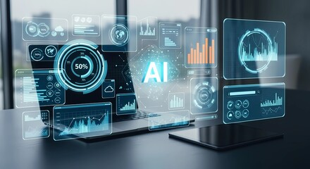 Futuristic generative ai dashboard for business data analytics