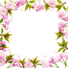 Fototapeta premium 3d pink cherry blossom frame isolated on transparent background