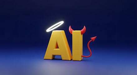 AI ethics and morality concept. The use of artificial intelligence for the good or bad.