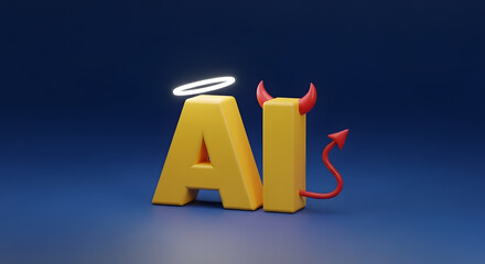 AI ethics and morality concept. The use of artificial intelligence for the good or bad.