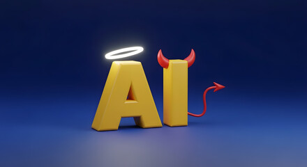 AI ethics and morality concept. The use of artificial intelligence for the good or bad.