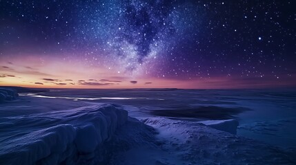 Arctic landscape with milky way