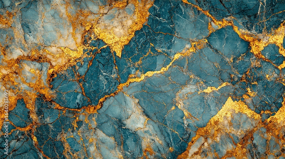 Poster abstract background with blue and gold marble texture creating a luxurious effect.
