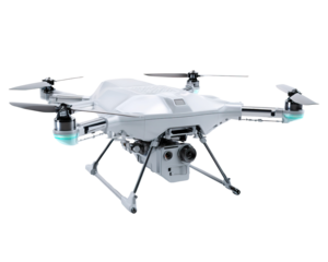 Futuristic Drone for Site Inspection with Sleek Body on Transparent Background


