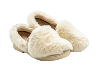 Fur-Lined Slip-On Women’s Winter Slippers on Transparent Background

