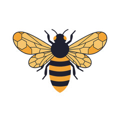 Honeybee Illustration Honeycomb Wings Geometric Design